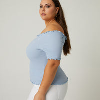 Curve Smocked Off The Shoulder Top Plus Size Tops -2020AVE