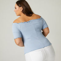 Curve Smocked Off The Shoulder Top Plus Size Tops -2020AVE