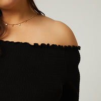 Curve Smocked Off The Shoulder Top Plus Size Tops -2020AVE