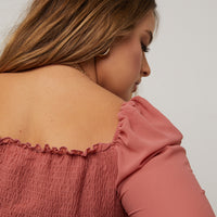 Curve Smocked Puff Sleeve Top Plus Size Tops -2020AVE