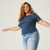Curve Smocked Short Sleeve Top Plus Size Tops -2020AVE