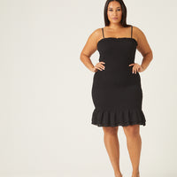 Curve Smocked Spaghetti Strap Dress Plus Size Dresses -2020AVE