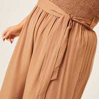 Curve Smocked Tie Belt Jumpsuit Plus Size Rompers + Jumpsuits -2020AVE