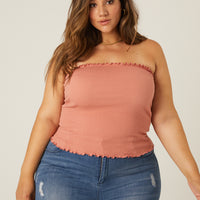 Curve Smocked Tube Top Plus Size Tops -2020AVE