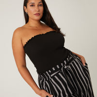 Curve Smocked Tube Top Plus Size Tops -2020AVE