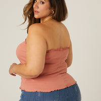 Curve Smocked Tube Top Plus Size Tops -2020AVE