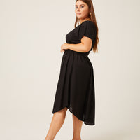 Curve Smocked Waist Simple Dress Plus Size Dresses -2020AVE