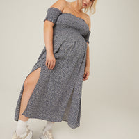 Curve Smocked and Flowy Midi Dress Plus Size Dresses -2020AVE