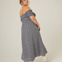 Curve Smocked and Flowy Midi Dress Plus Size Dresses -2020AVE