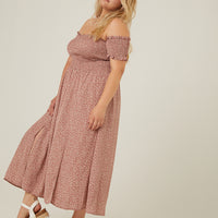 Curve Smocked and Flowy Midi Dress Plus Size Dresses -2020AVE
