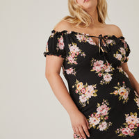 Curve Soft Floral Mini Sundress Plus Size Dresses -2020AVE