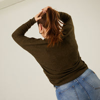 Curve Soft Ribbed Long Sleeve Tee Plus Size Tops -2020AVE