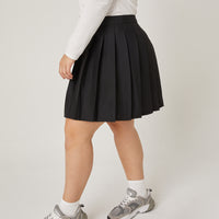 Curve Solid Pleated Skirt Plus Size Bottoms -2020AVE