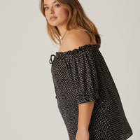 Curve Spotted Off Shoulder Top Plus Size Tops -2020AVE