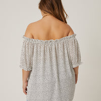 Curve Spotted Off Shoulder Top Plus Size Tops -2020AVE