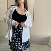 Curve Spotted Woven Skirt Plus Size Bottoms Black 1XL -2020AVE