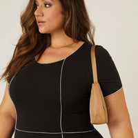 Curve Statement Seams Dress Plus Size Dresses -2020AVE