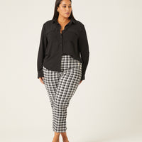 Curve Stretchy Plaid Pants Plus Size Bottoms -2020AVE