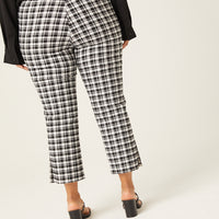 Curve Stretchy Plaid Pants Plus Size Bottoms -2020AVE