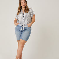 Curve Striped Woven Top Plus Size Tops -2020AVE