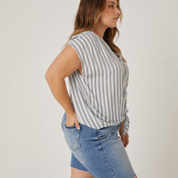 Curve Striped Woven Top Plus Size Tops -2020AVE