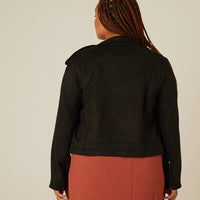 Curve Suede Moto Jacket Plus Size Outerwear -2020AVE
