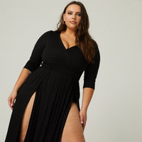 Curve Sultry Double Slit Dress Plus Size Dresses -2020AVE