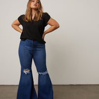 Curve Super Flared Jeans Plus Size Bottoms -2020AVE