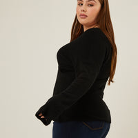 Curve Soft Ribbed Surplice Top Plus Size Tops -2020AVE