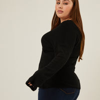Curve Soft Ribbed Surplice Top Plus Size Tops -2020AVE