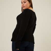 Curve Soft Ribbed Surplice Top Plus Size Tops -2020AVE