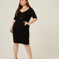 Curve Tie Belt Bodycon Dress Plus Size Dresses -2020AVE
