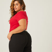 Curve Tie Detail Bodysuit Plus Size Tops -2020AVE