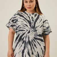 Curve Tie Dye Loose Fit Tee Plus Size Tops White 1XL/2XL -2020AVE
