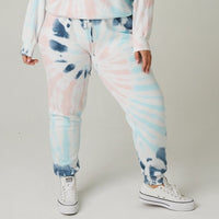 Curve Tie Dye Fleece Joggers Plus Size Bottoms -2020AVE
