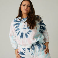 Curve Tie Dye Fleece Sweatshirt Plus Size Tops -2020AVE