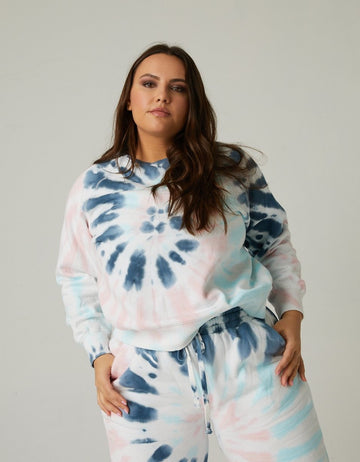 Curve Tie Dye Fleece Sweatshirt Plus Size Tops -2020AVE