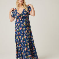 Curve Tie Front Floral Maxi Dress Plus Size Dresses -2020AVE