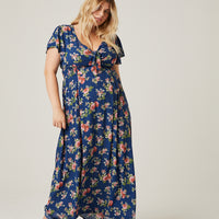 Curve Tie Front Floral Maxi Dress Plus Size Dresses -2020AVE