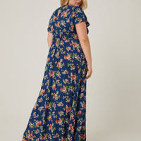 Curve Tie Front Floral Maxi Dress Plus Size Dresses -2020AVE