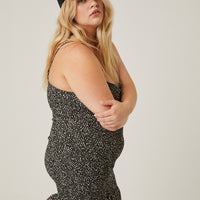 Curve Tie Front Smocked Mini Dress Plus Size Dresses -2020AVE