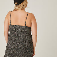 Curve Tie Front Smocked Mini Dress Plus Size Dresses -2020AVE