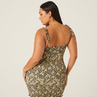 Curve Tie Strap Floral Mini Dress Plus Size Dresses -2020AVE