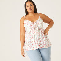 Curve Tied Floral Tank Plus Size Tops -2020AVE