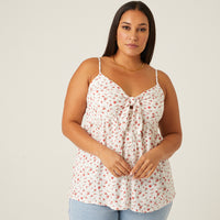 Curve Tied Floral Tank Plus Size Tops -2020AVE