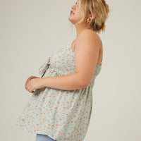 Curve Tied Floral Tank Plus Size Tops -2020AVE