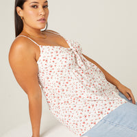 Curve Tied Floral Tank Plus Size Tops -2020AVE