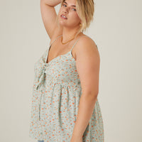Curve Tied Floral Tank Plus Size Tops -2020AVE
