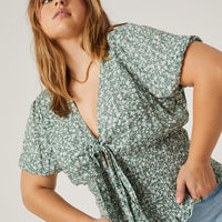 Curve Tied Floral Top Plus Size Tops -2020AVE