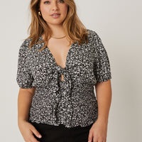 Curve Tied Floral Top Plus Size Tops -2020AVE